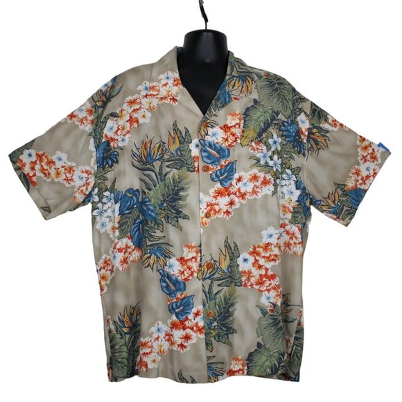 Toes On The Nose Other - Toes On The Nose Hawaiian Leis Palm Aloha Camp Shirt Mens XXL 2XL Button Up Down